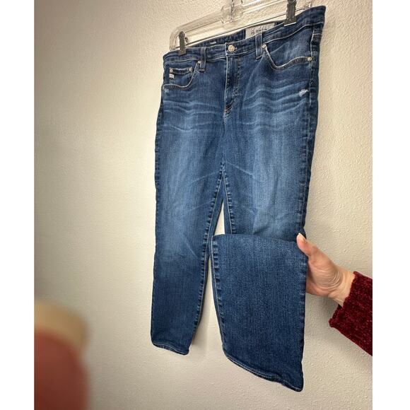 AG Medium Dark Wash Prima Cigarette Leg Whiskered Jeans 30R - Picture 4 of 13